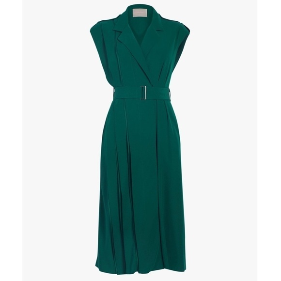 Jason Wu 12 Green Satin Crepe Wrap Midi Dress - Picture 4 of 12